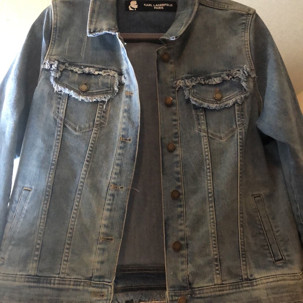 - Karl Lagerfeld Paris. light Blue, Jean Jacket. M-L - Picture 3 of 10